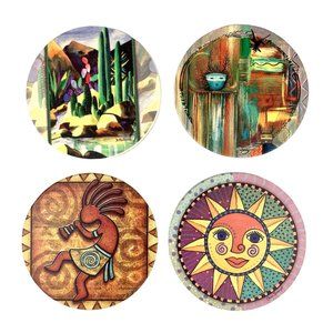 Set of 4 Genuine Thirstystone Coasters Southwestern Style Kokopelli Sunburst Sun